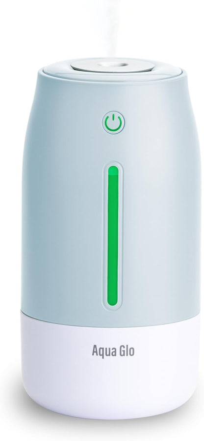 Aqua Glo Personal, Portable Humidifiers for Bedroom – Ultrasonic Cool Mist Humidifier with Built In Rechargeable Battery. Air Humidifier for Baby, Plants, Home, Office, Travel. Lavender