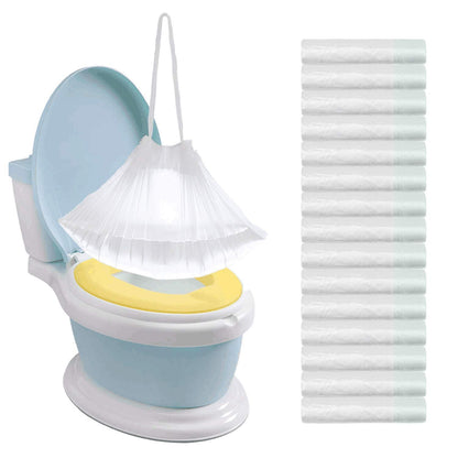 Tebery 200 Pack Portable Potty Chair Liners with Drawstring, Potty Bags Liners Disposable for Baby Toilet Potty Training Seat