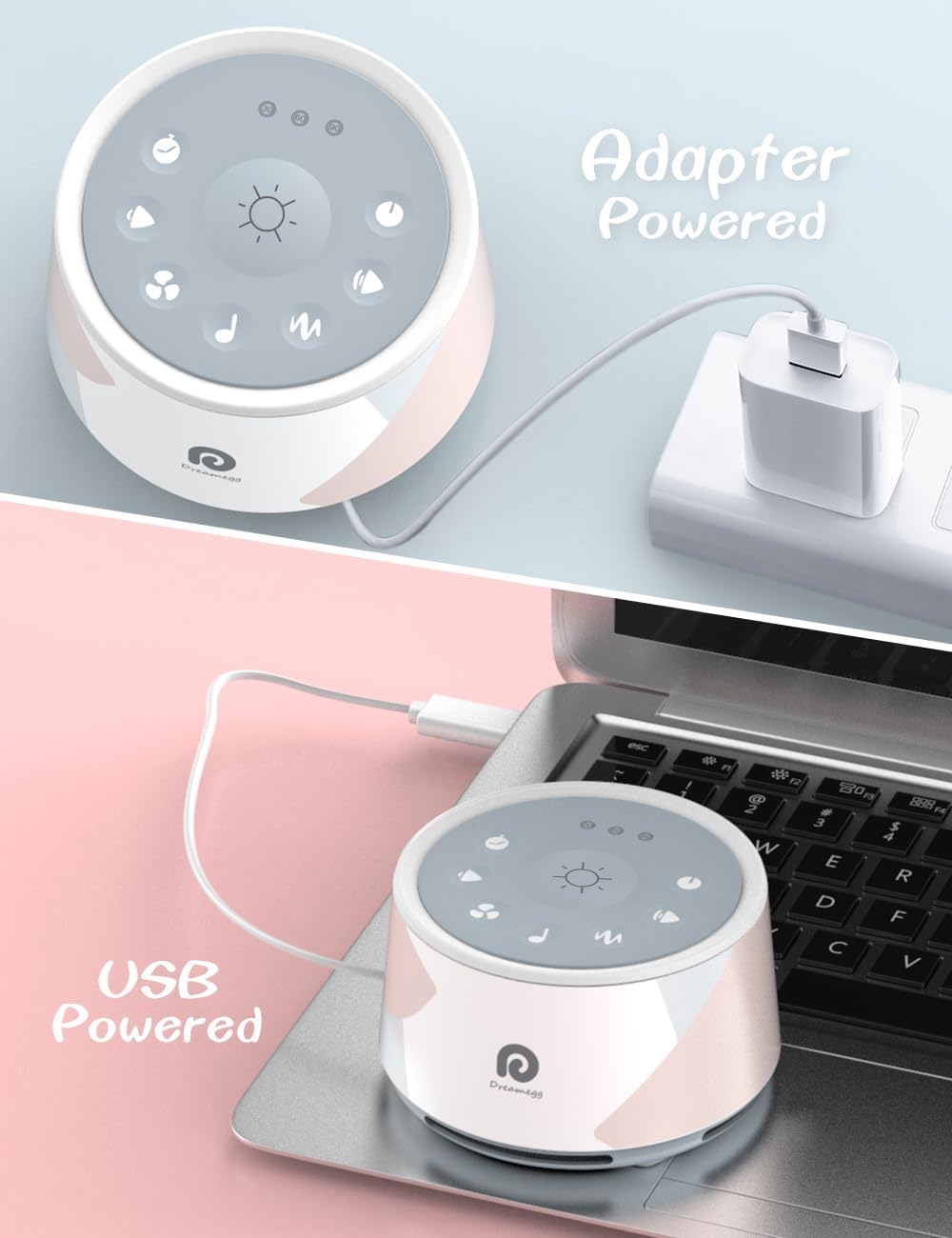 Dreamegg D1+ Sound Machine & Alarm Clock - Sound Machine for Sleep, White Noise Machine with 29 Soothing Sounds, Night Light, 0-100% Dimmable, White Noise Alarm Clock for Bedrooms Adults Baby