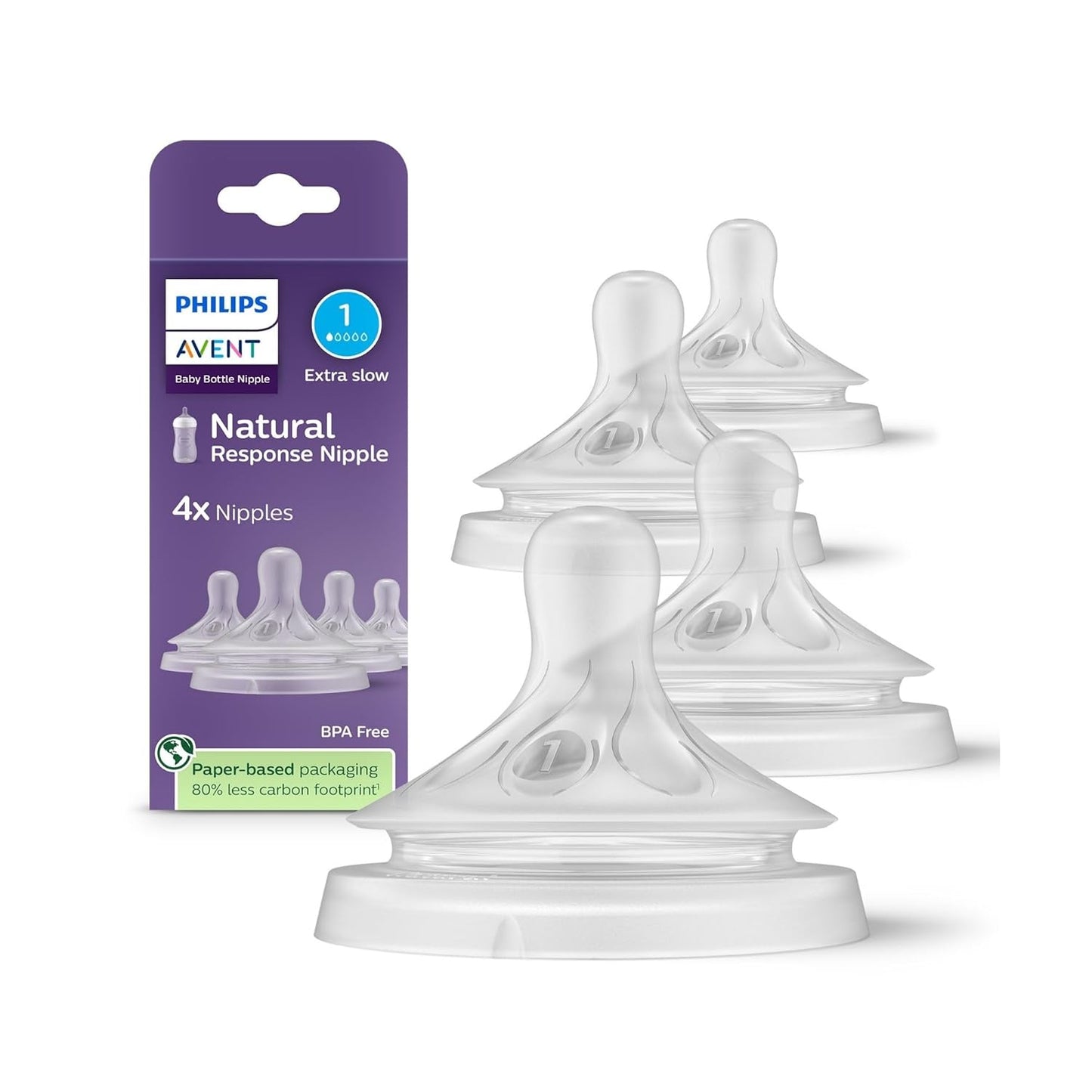 Philips Avent Natural Response Nipples, Medium Flow (Flow 3), 4-Pack, SCY963/44