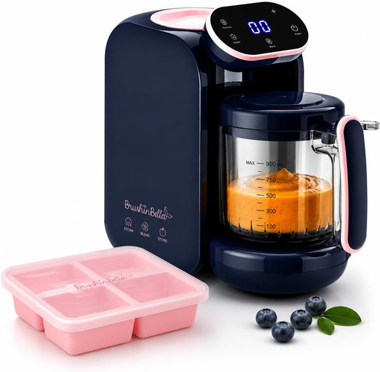 Baby Food Maker 5-in-1 Baby Food Processor with Soup Tray, Baby Puree Maker Machine, Grinder, Steamer, Touch Screen, Auto and Manual Blend, Bottle Warmer