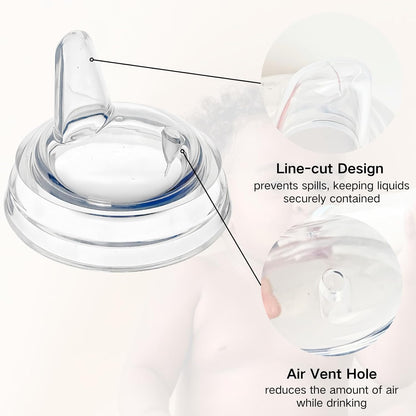 Sippy Spout Nipples Compatible with Philips Avent Natural Bottles, My Grippy Spout and Natural Trainer Sippy Cup, Soft Clear Food Grade Silicone Replacement Spouts, Leak-Proof, BPA Free, 6 Count