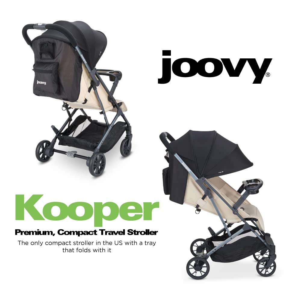 Joovy Kooper X2 Double Stroller, Lightweight Travel Stroller, Compact Fold with Tray, Black