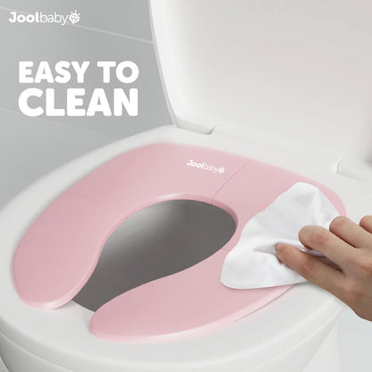 Jool Baby Folding Travel Potty Training Seat for Toddlers, Fits Round & Oval Toilets, Non-Slip Suction Cups, Includes Free Travel Bag (Aqua)