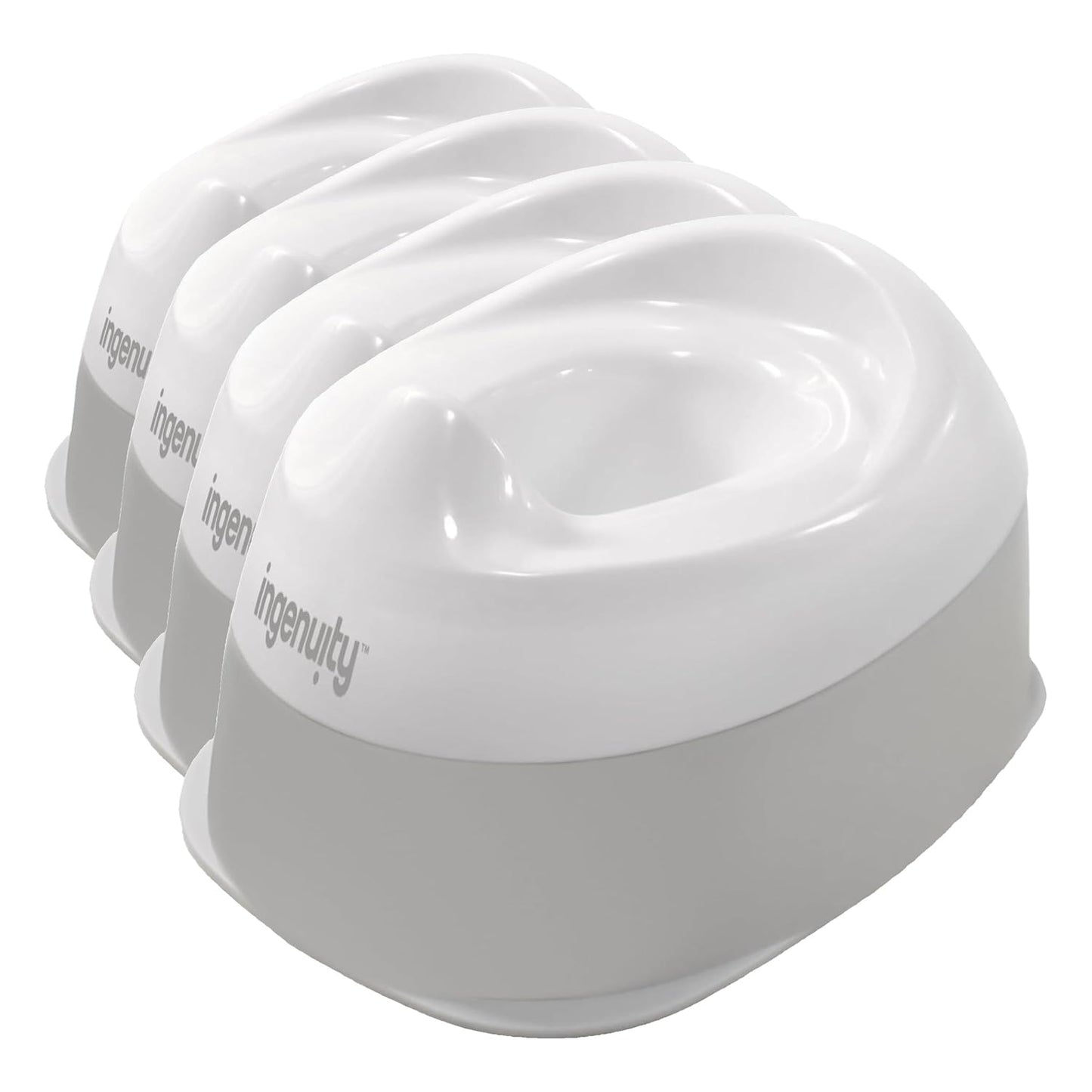 Ingenuity Ready Set Go Potty Training Toilet, Removable Bowl, Non-Skid Bottom, Wide Stable Base, Age 18 Months & Up, White & Grey