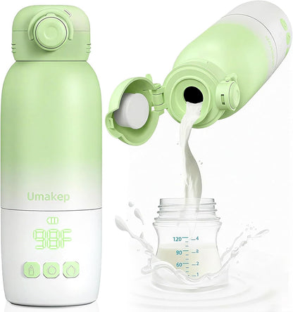 Portable Bottle Warmer for Travel - 12oz Cordless Milk Warmer, Dual Heating Modes for Breast Milk & Water, Fast Heating Smart Temperature Control, Ideal for Outdoor, Car, and Nighttime Feeding