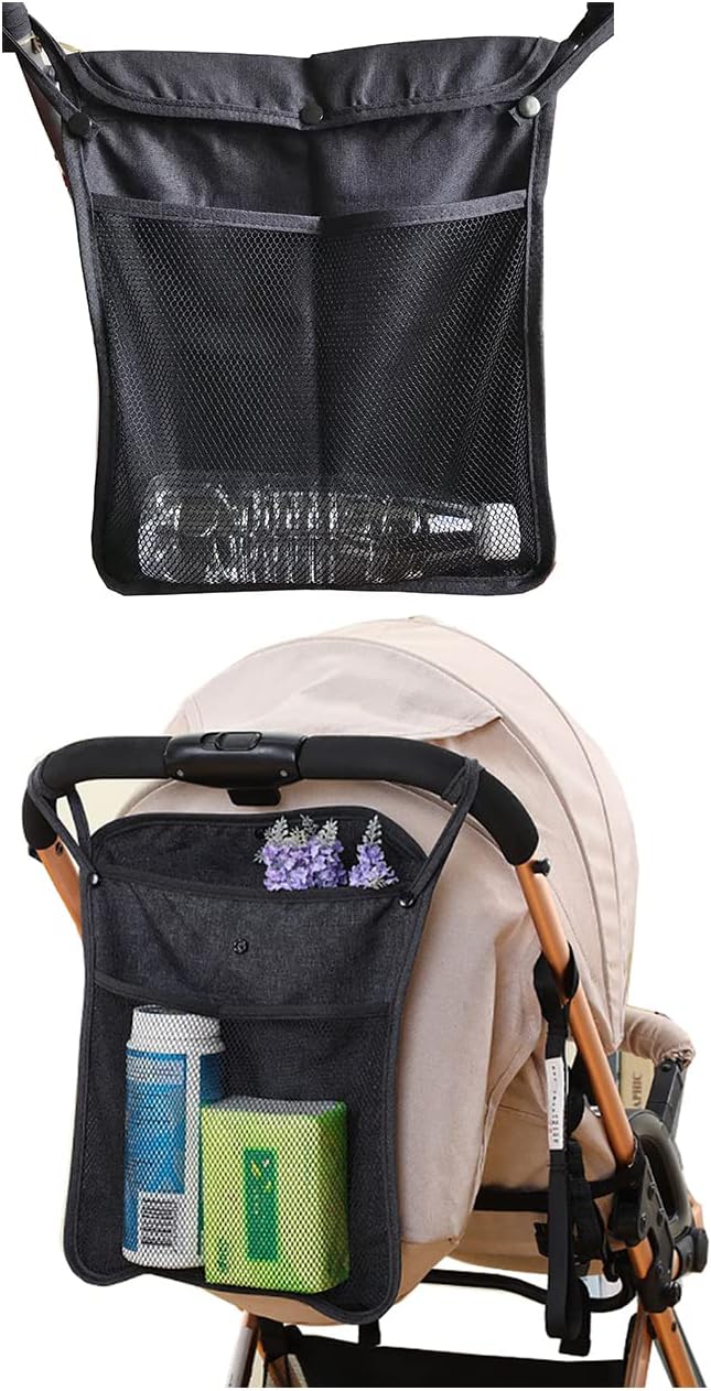 Baby Stroller Organizer,Black,Umbrella stroller organizer,Extra pockets to store snacks/wipes items,Holds water bottles, toddler sweat shirt etc (Black)