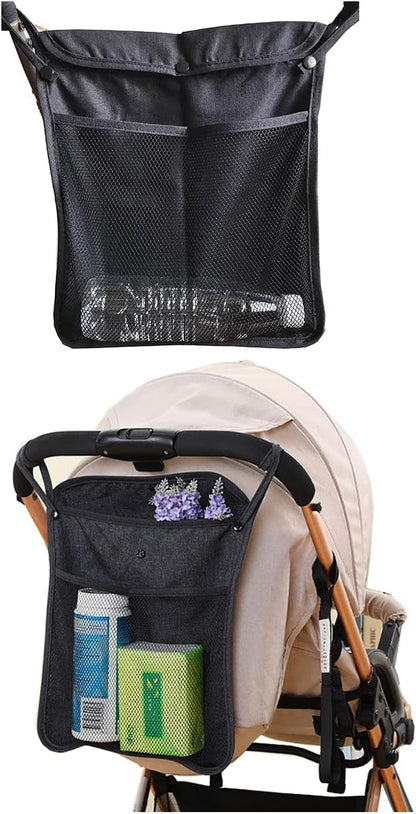 Baby Stroller Organizer,Black,Umbrella stroller organizer,Extra pockets to store snacks/wipes items,Holds water bottles, toddler sweat shirt etc (Black)