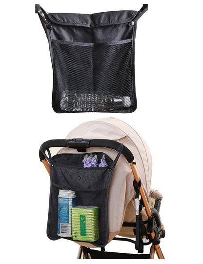 2 PCS PACK Umbrella Stroller Organizer, Black & Sky Blue, Holds water bottles, extra diapers wipes, toddler sweat shirt (Black+Sky Blue)
