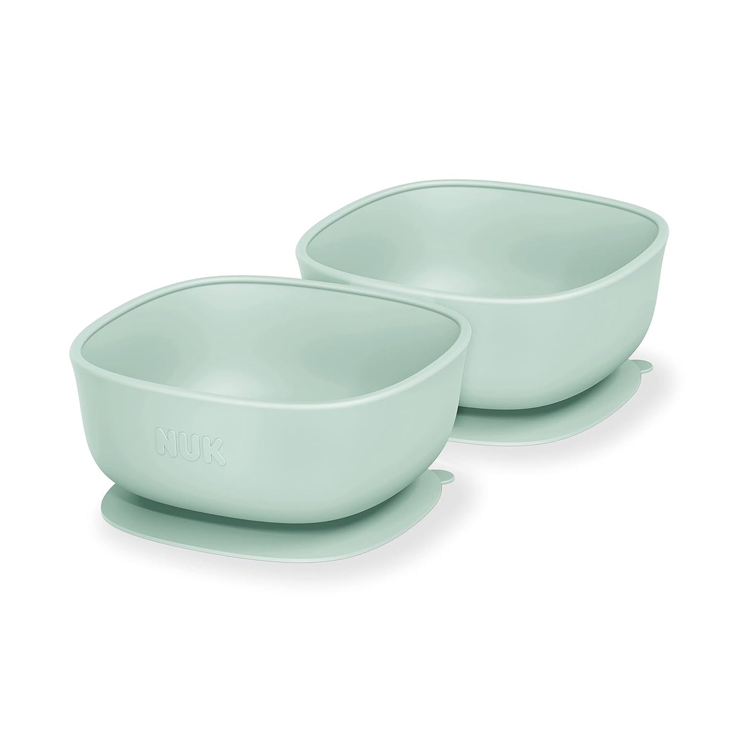 NUK Silicone Baby Tableware Bundle, Includes 1 Plate, 1 Bowl, 1 Cup, & 1 Spoon, Durable Suction Feature Helps Reduce Spills, Microwave-Safe, BPA-Free