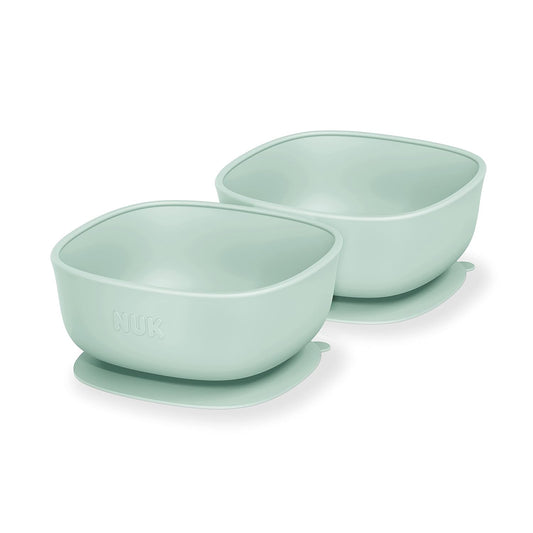 NUK Silicone Baby Tableware Bundle, Includes 1 Plate, 1 Bowl, 1 Cup, & 1 Spoon, Durable Suction Feature Helps Reduce Spills, Microwave-Safe, BPA-Free