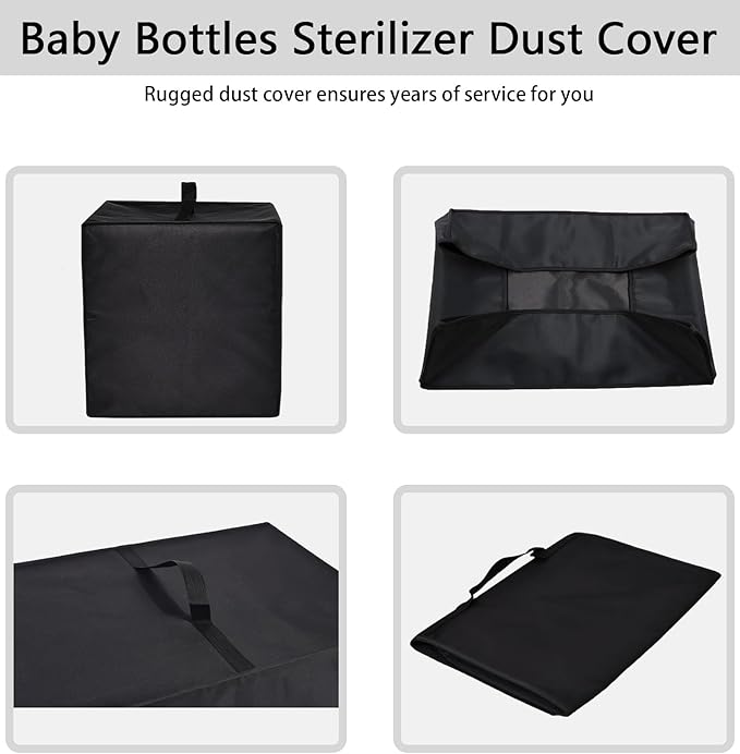 Dust Cover for Dr Brown's Baby Bottles Sterilizer, Heavy Duty Heat-Resistant Nylon Fabric Protective Bottle Dryer Cover Compatible with Dr. Brown's Baby Bottles All-in-One Sterilizer and Dryer (Black)