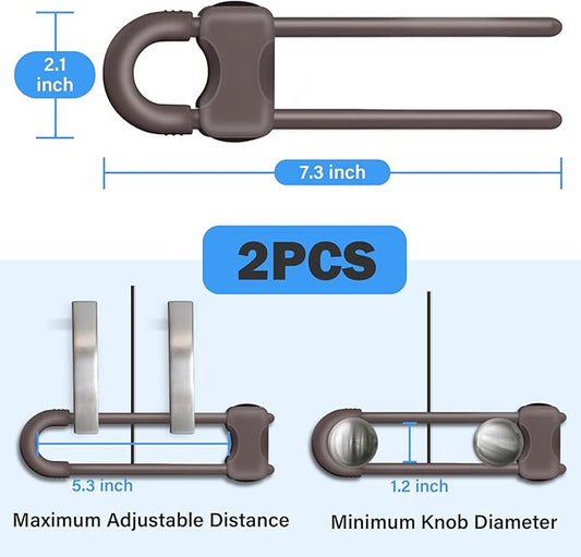 Baby Proofing Cabinets,Cabinet Locks for Babies,2 Pack U-Shaped Child Locks for Cabinets, Child Proof Cabinet Latches,Child Safety Cabinet Locks with Adjustable by SPISPI (Brown)