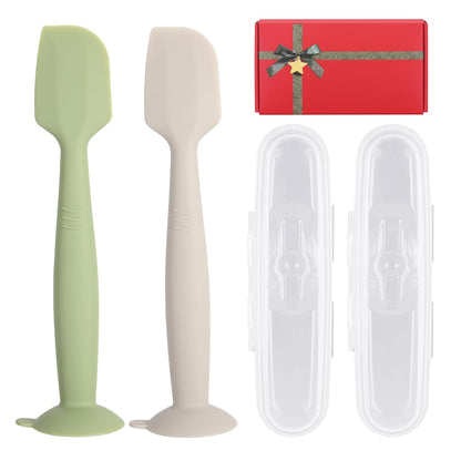 Baby Diaper Cream Spatula with Case,2 Large Diaper Spatula with 2 Travel Case 1 Gift Box,Soft Butt Paste Spatula Baby Butt Spatula,Diaper Cream Applicator Diaper Rash Spatula Red Beige