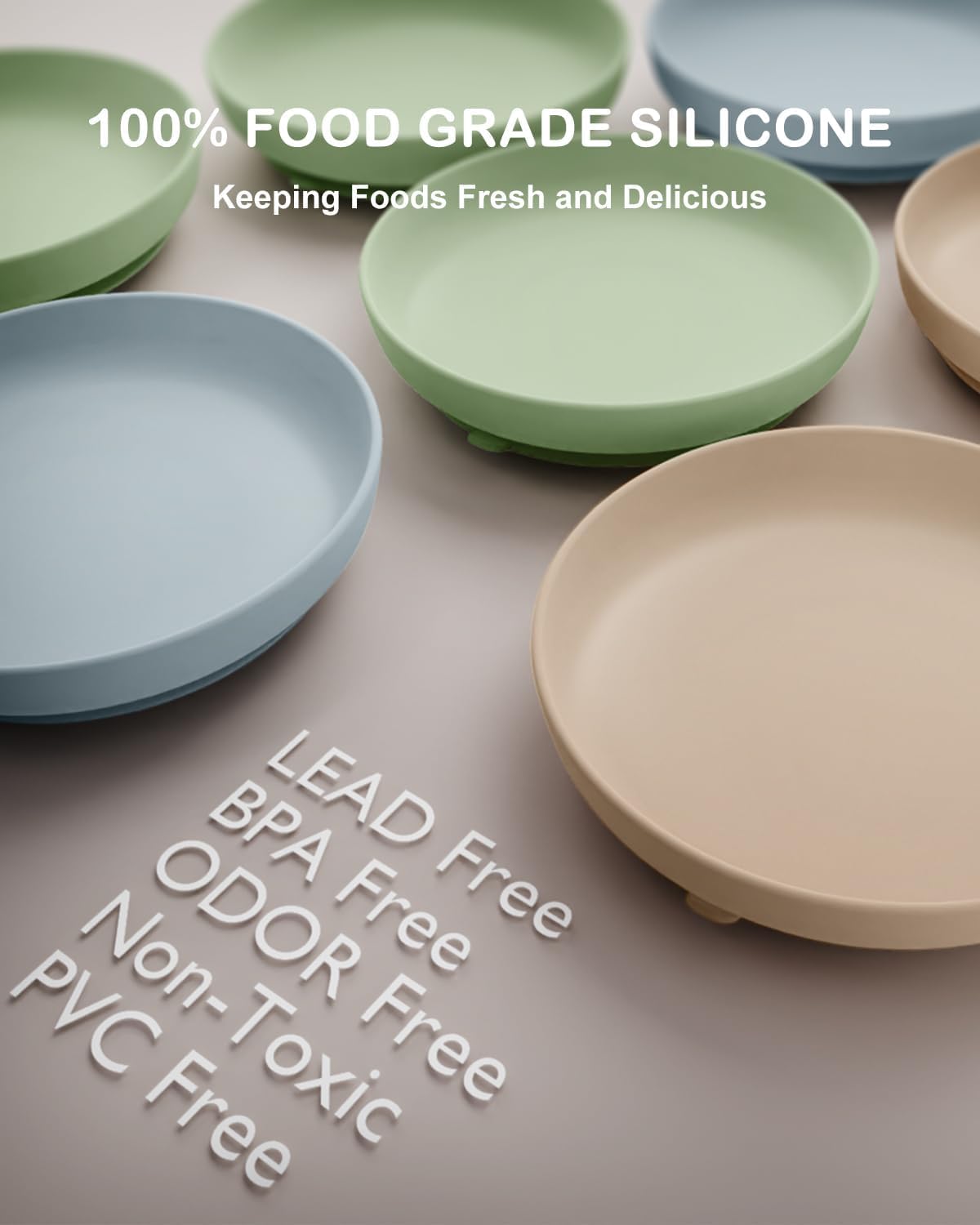 Classic Suction Toddler Plates 3 PCS, Food Grade Silicone Baby Plate with Suction BPA Free, Deeper Feeding Dishes for Toddler Kids Baby, Dishwasher Safe