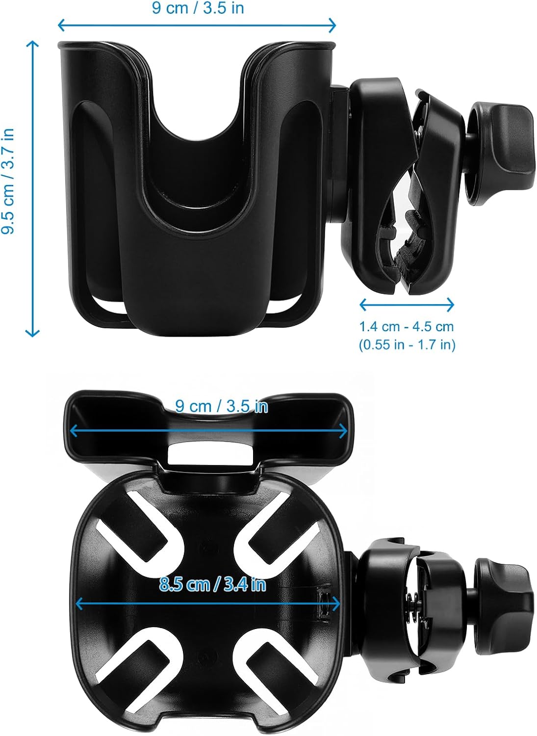Accmor Universal Cup Holder, Stroller Cup Holder with Phone Holder, 360° Rotatable Large Caliber Designed Bottle Holder for Stroller, Bike, Wheelchair, Walker, Scooter