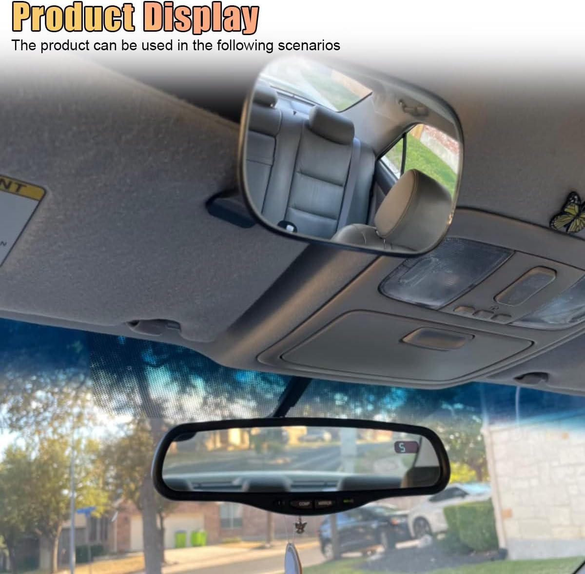 Car Interior Rearview Baby Mirror, Adjustable Wide Angle Windshield Backseat Mirror with Suction Cup, Universal Car Safety Rearview Accessories for Viewing Rear Passengers (HD-155)