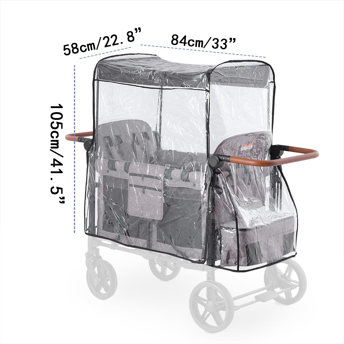 SeedFuture Raincover for W4 Stroller Wagon, Rain Cover Compatible with WONDERFOLD W4, Waterproof, Windproof, Protect from Dust and Snow