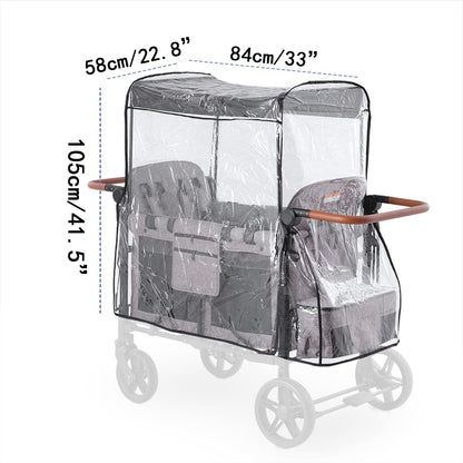 SeedFuture Raincover for W4 Stroller Wagon, Rain Cover Compatible with WONDERFOLD W4, Waterproof, Windproof, Protect from Dust and Snow