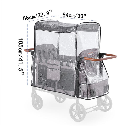 SeedFuture Raincover for W4 Stroller Wagon, Rain Cover Compatible with WONDERFOLD W4, Waterproof, Windproof, Protect from Dust and Snow