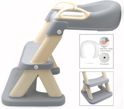 HTTMT- Giraffe Potty Training Toilet Ladder Seat With Upgraded Cushion Step Stool Ladder Toilet Chair/Toilet Trainer for Baby Toddler Kids Children In Pink [P/N: ET-BABY001-PINK STEP]