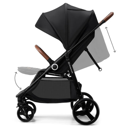 Kinderkraft Grande Plus Kinderkraft Buggy from Birth to 48.5 lb, one-Hand Folding, Reclining Position, Large Canopy with Window, All 4 Wheels dampened, Spacious seat, Black