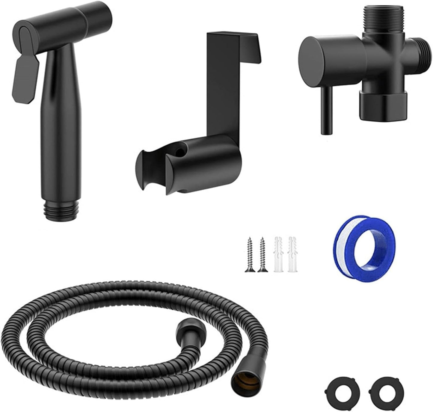 Generic Handheld Bidet Sprayer for Toilet, Hand held Stainless Steel Toilet Bidet Sprayer Kit, Hose with Anti-Leak Hose&High Pressure, for Personal Hygiene, Toilet Clean, Baby Diaper Cloth (Black)