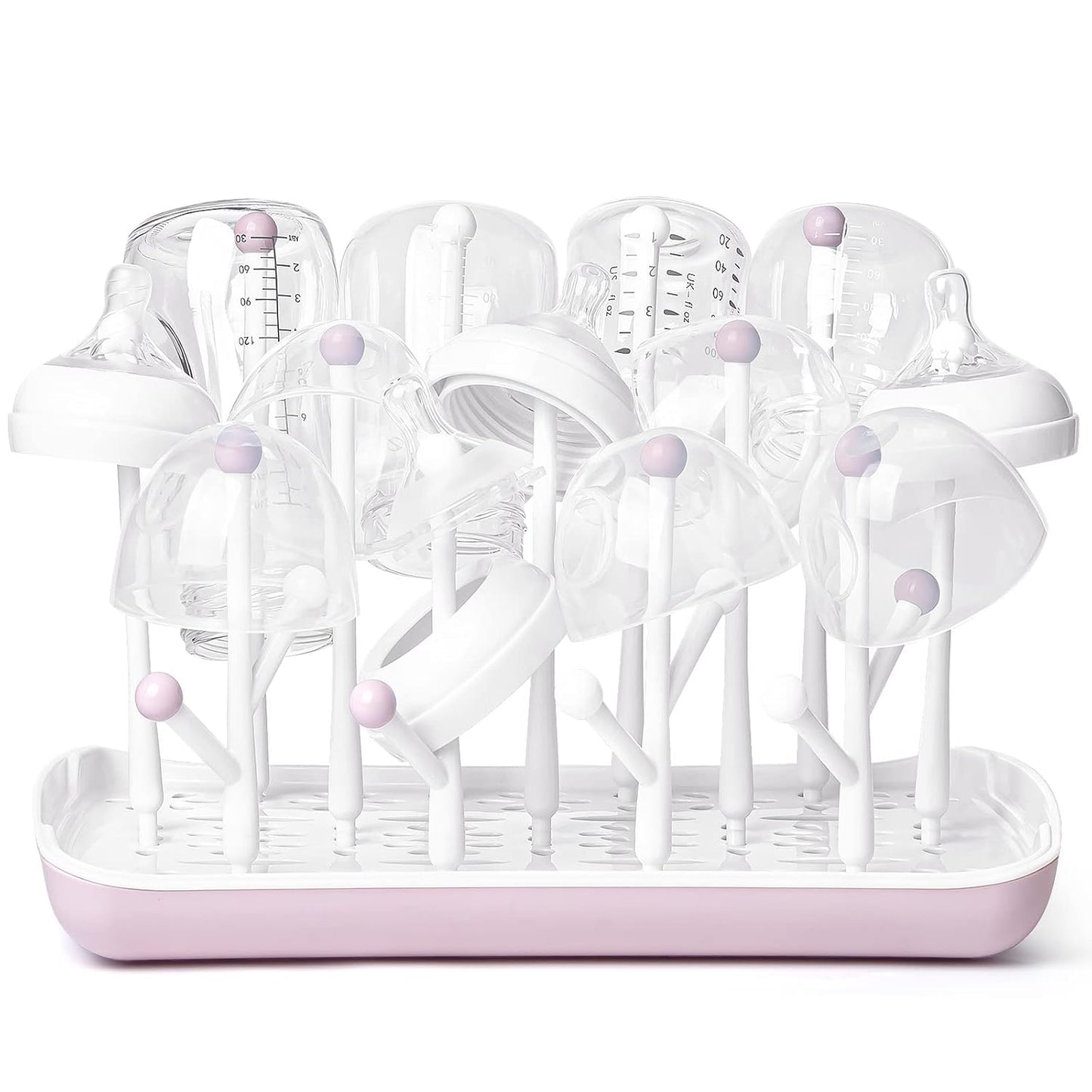 Baby Bottle Drying Rack with Tray, Termichy High Capacity Bottle Dryer Holder for Bottles, Teats, Cups, Pump Parts and Accessories, Gray