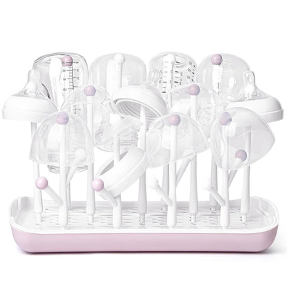Baby Bottle Drying Rack with Tray, Termichy High Capacity Bottle Dryer Holder for Bottles, Teats, Cups, Pump Parts and Accessories, Gray