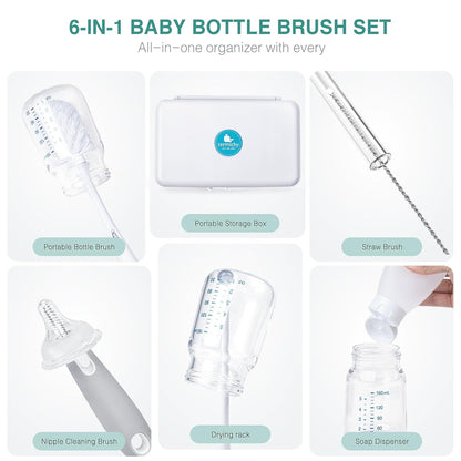 Baby Bottle Drying Rack with Tray, Termichy High Capacity Bottle Dryer Holder for Bottles, Teats, Cups, Pump Parts and Accessories, Gray