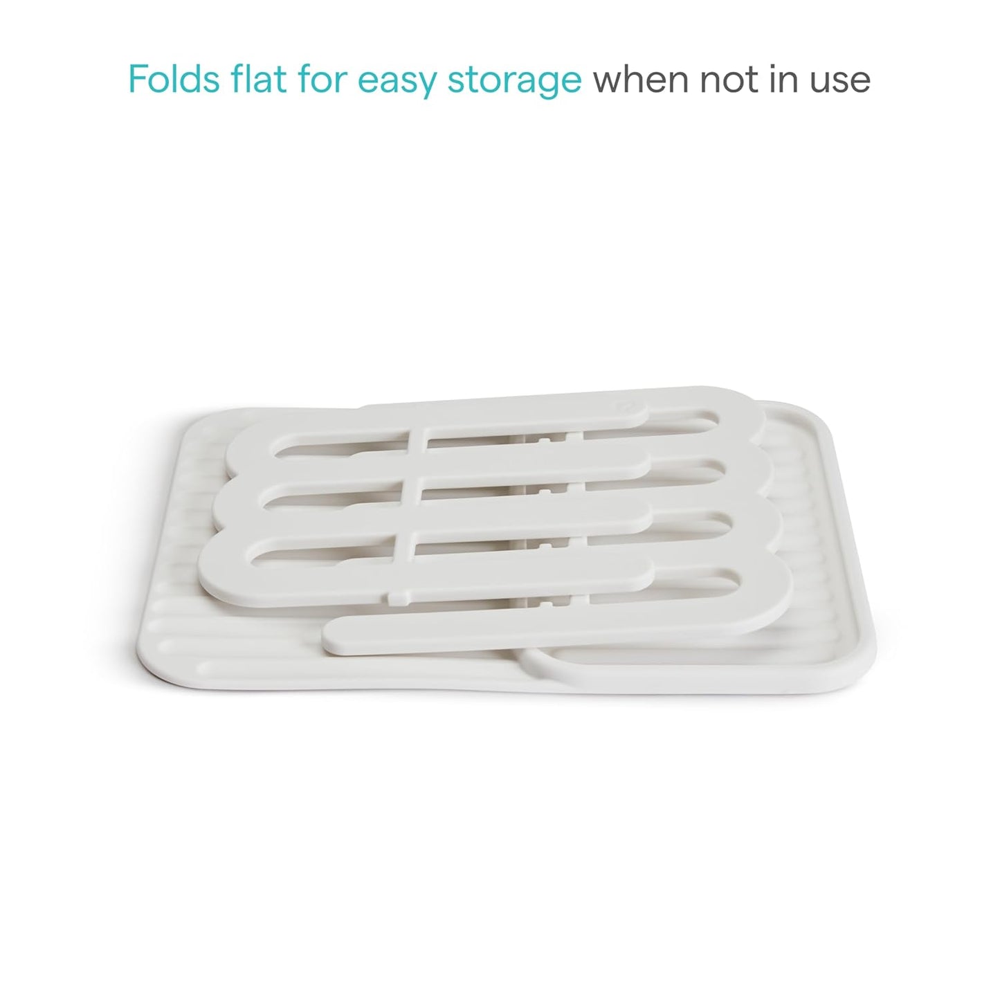 Munchkin Bottle Drying Rack and Mat, Holds 8 Bottles, Pump Parts, Pacifiers, & Accessories, Space Saving Folding Design, Home and Travel Use, Silicone, White