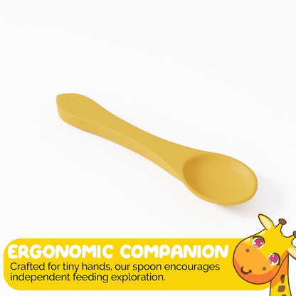 Baby Feeding Set by Muqee Peeko as a Baby Feeding Essentials in Baby Apricot Color with Baby Suction Plates for Toddlers, Baby Bowls with Suction and Baby Spoon (3 Piece Set)