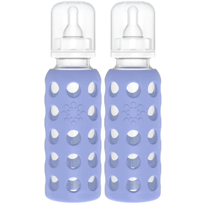 Lifefactory Glass Baby Bottle BPA Free | Protective Silicone Sleeve | 9 oz Pack of 2 | Mango, Kale