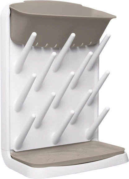 Ubbi Vertical Baby Bottle Drying Rack, Space Saving Countertop Drying Rack Baby Accessory, Taupe