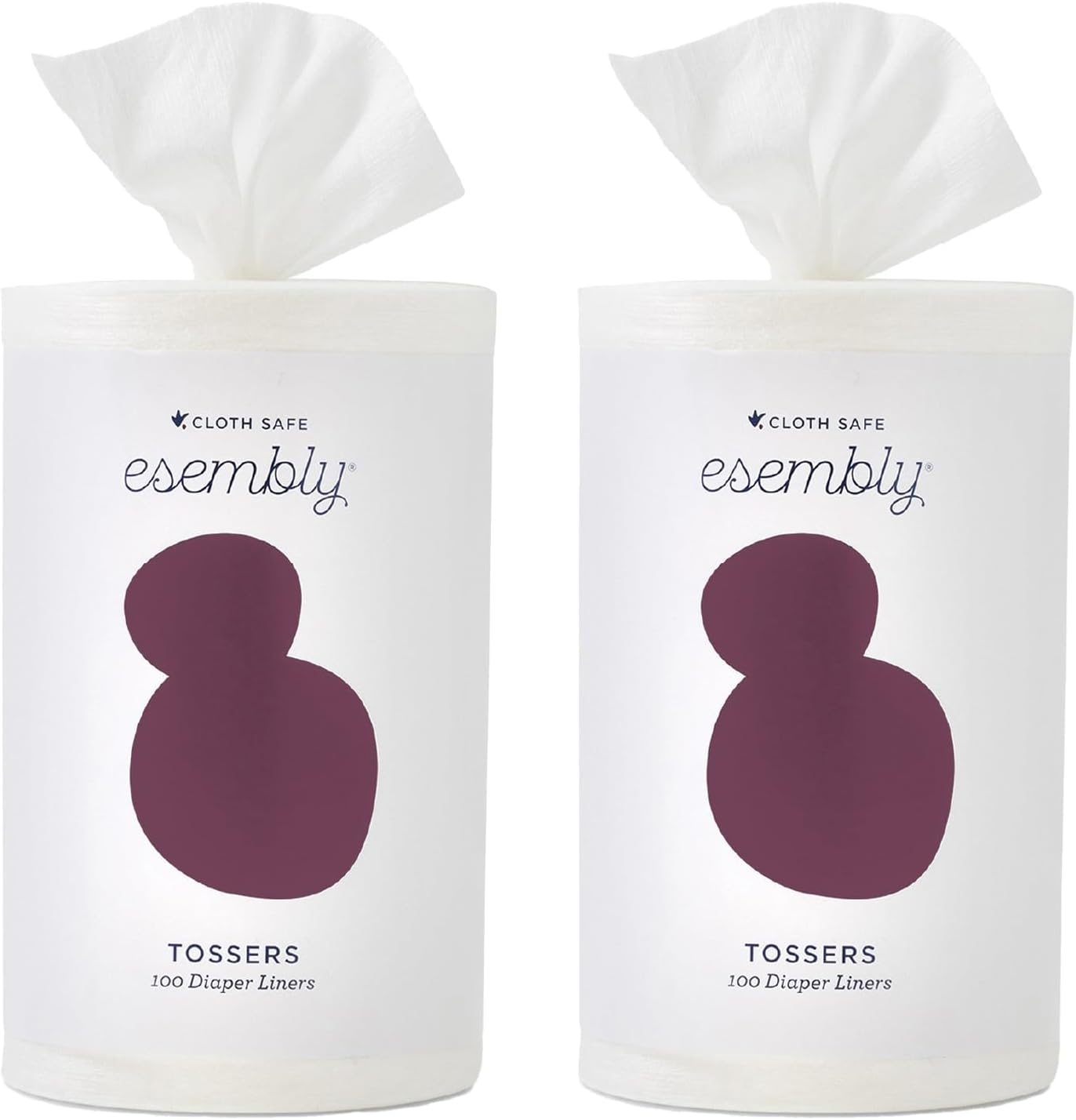 Esembly Tossers – Disposable Bamboo from Viscose Diaper Liners for Cloth Diapers – Earth-Friendly, Fragrance-Free, Chlorine-Free – One Size, 200 Liners (2-Pack of 100-Liner Rolls)