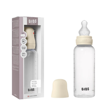 BIBS Baby Bottle 5 oz / 150 ml Silicone Nipple 2 Pack - Anti-Colic, BPA-Free, Round Nipple, Slow Flow, Lightweight & Easy to Clean, Suitable for Newborns 0+ Years - Ivory