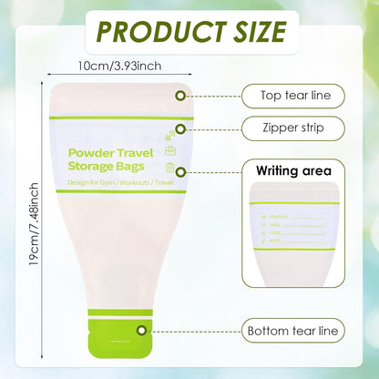 Disposable Protein Powder Travel Container Bags – 60Pcs Leakproof Single-Use Travel Powder Bags, Mess-Free Powder Travel Container for Gym, Workouts, Travel, On-the-Go Lifestyles