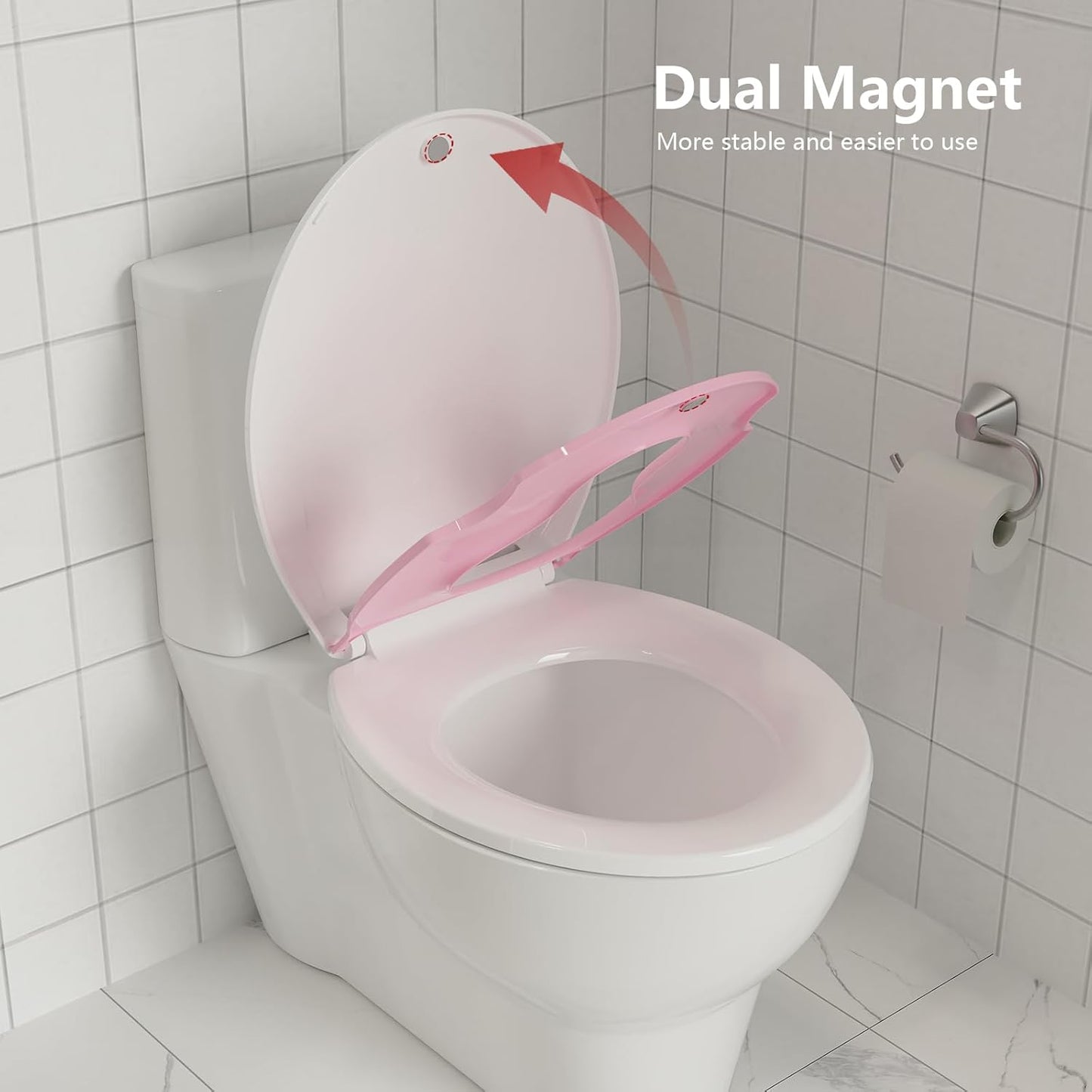 Toilet Seat Round,Toilet Seat with Toddler Seat Built in, Potty Training Toilet Seat Round Fits Both Adult and Child, with Soft Close,Easy Install and Clean - White, Round