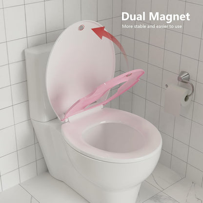 Toilet Seat Round,Toilet Seat with Toddler Seat Built in, Potty Training Toilet Seat Round Fits Both Adult and Child, with Soft Close,Easy Install and Clean - White, Round