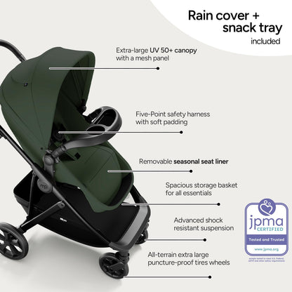 Mompush Baby Stroller, Convertible 2-in-1 with Bassinet Option, Infant Car Seat Compatible, Includes Adapter - Sturdy Full-Size Infant Stroller for Family Adventures