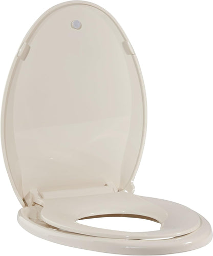 Toilet Seat, Elongated Toilet Seat with Toddler Seat Built in, Potty Training Toilet Seat Elongated Fits Both Adult and Child, with Slow Close and Magnets- Elongated