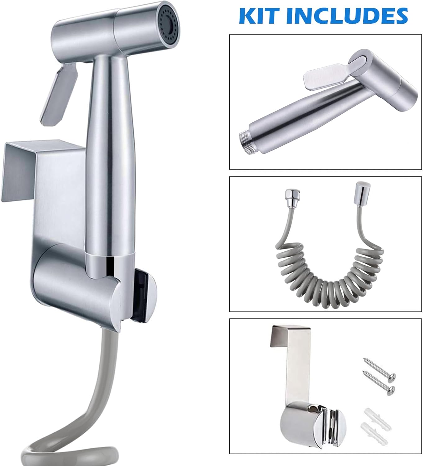 Pack of 3 Handheld Bidet Sprayer, Handheld Sprayer Stainless Steel with Water Tank Hook and Shower Hose for Feminine Wash