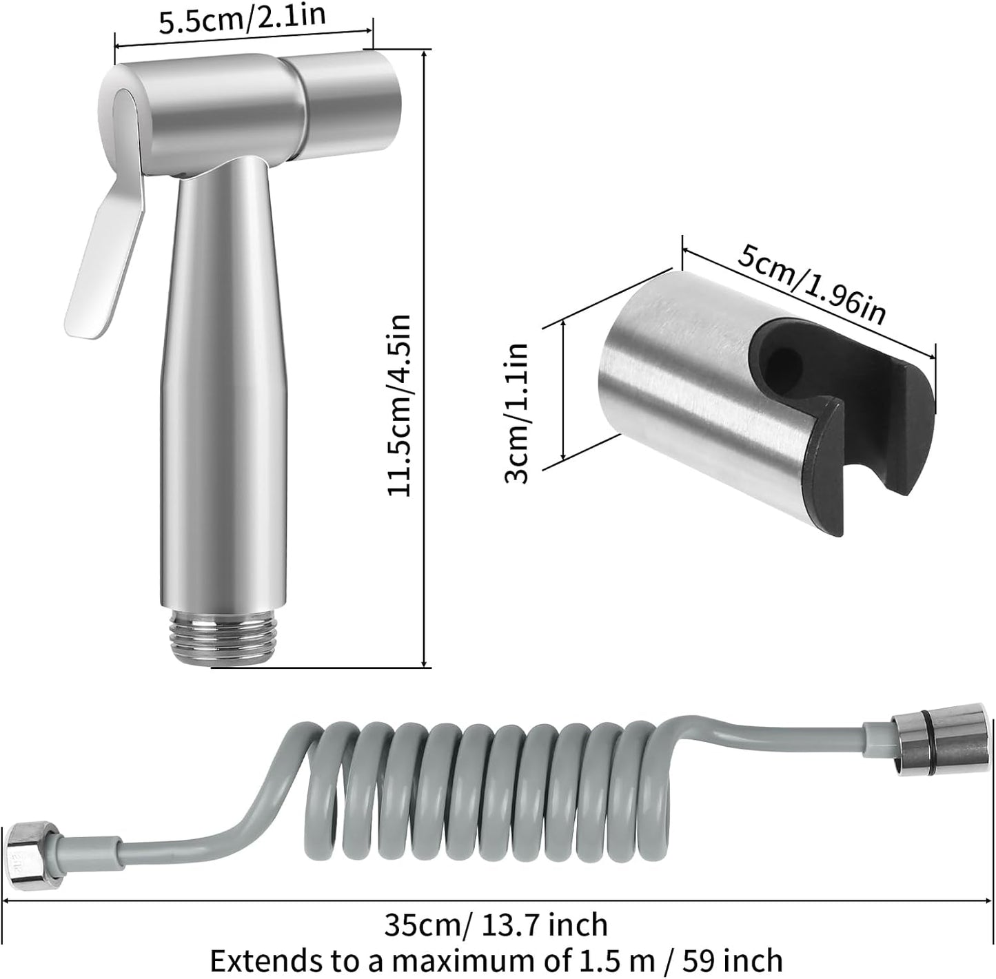 Neween Handheld Toilet Bidet Sprayer for Toilet-Adjustable Water Pressure Control with Bidet Hose for Feminine Wash, Stainless Steel Bidet Faucet Sprayer Kit Cloth Diaper for Baby Wash (Black)