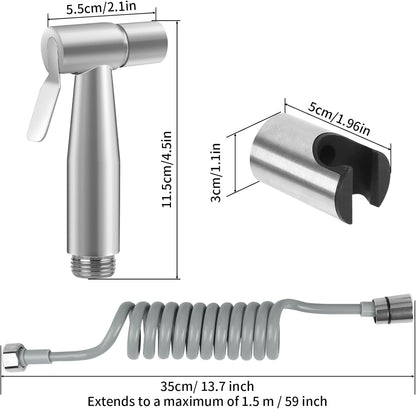 Neween Handheld Toilet Bidet Sprayer for Toilet-Adjustable Water Pressure Control with Bidet Hose for Feminine Wash, Stainless Steel Bidet Faucet Sprayer Kit Cloth Diaper for Baby Wash (Black)