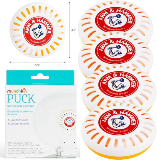 Odor Eliminator Cartridges, 4 Pack, Lavender Scent, Baking Soda Puck, Diaper Pail Deodorizer