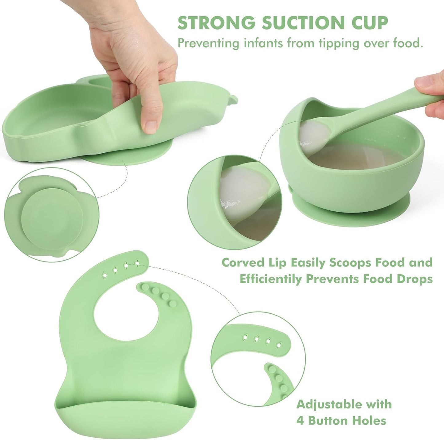 Silicone Baby Feeding Set 15 Pcs，Baby Spoons Suction Bowl Divided Plate Bib Cup Finger Brush Training cups,Baby Led Weaning Supplies,Baby Plates，Toddler Feeding Plates and Bowls Set（purple）