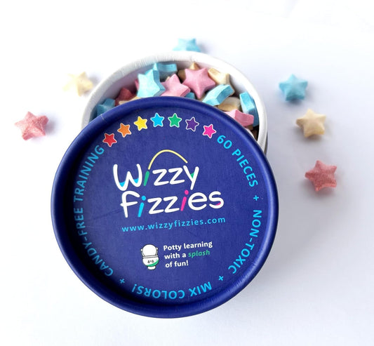 Wizzy Fizzies™ Potty Training Rewards Toilet Fizzies, Non-Food, STEM-Based Method that uses Imagination Play, 60 Colorful Stars, Non-Toxic, Girls & Boys, Fun Things for Kids & Parents
