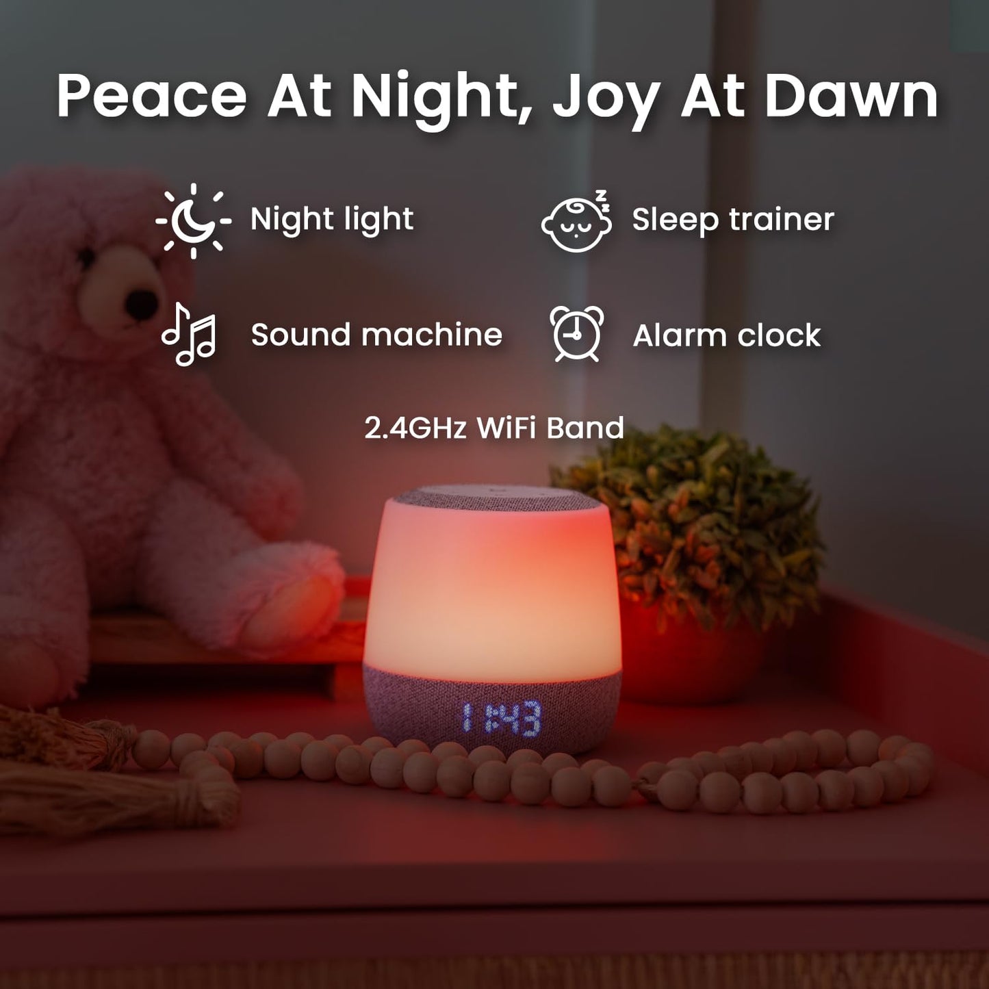 Babysense Baby Sound Machine with Night Light | 2nd Gen | 28 Soothing Sounds | Toddler Sleep Trainer | App-Controlled White Noise Machine | Sleep Timer | 2.4GHz WiFi | US Only