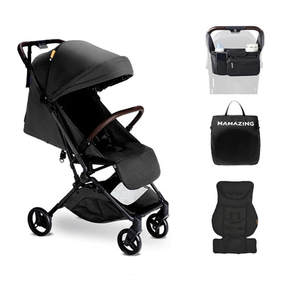 MAMAZING Ultra Air Lightweight Baby Travel Stroller with Carbon Fiber Frame, Compact & Airplane-Friendly, One-Handed Fold, 11.6 lbs, Perfect for Toddlers, Grey