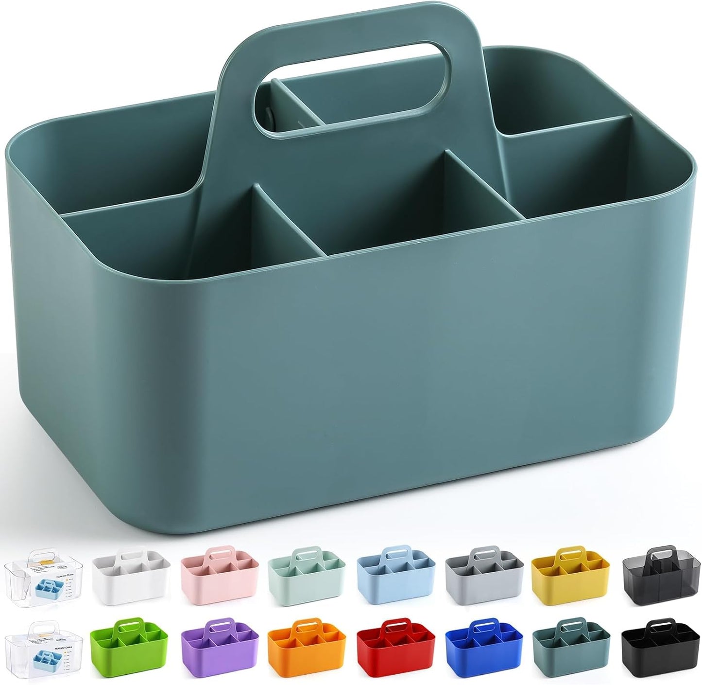 Multiuse Caddy Organizer with Handle, Portable Divided Plastic Tote Bin - Art Craft, Stationary Pen Marker Crayons, Makeup Hair Supplies Storage - Bathroom, Classroom, Dorm, Office, Desk Holder - Pink